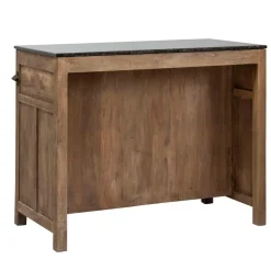 Made in Meubles Ilot central en bois de manguier et plateau en marbre Paul