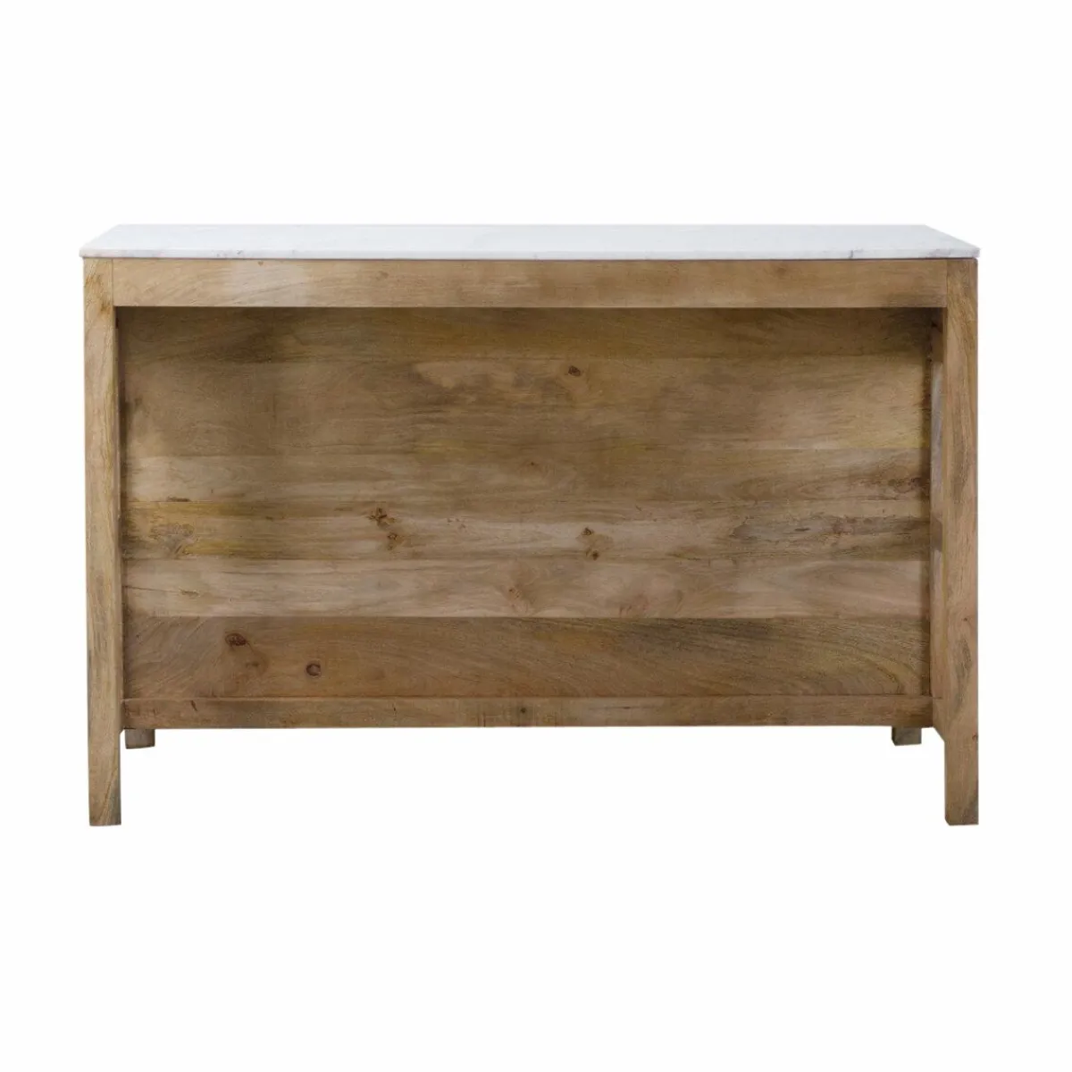 Made in Meubles Ilot central en bois de manguier et marbre blanc Louisa