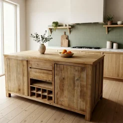 Made in Meubles Ilot central en bois recyclé Garance