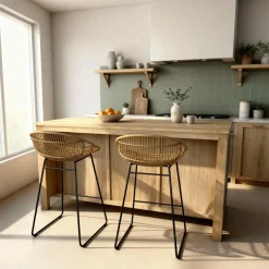 Made in Meubles Ilot central en bois recyclé Garance