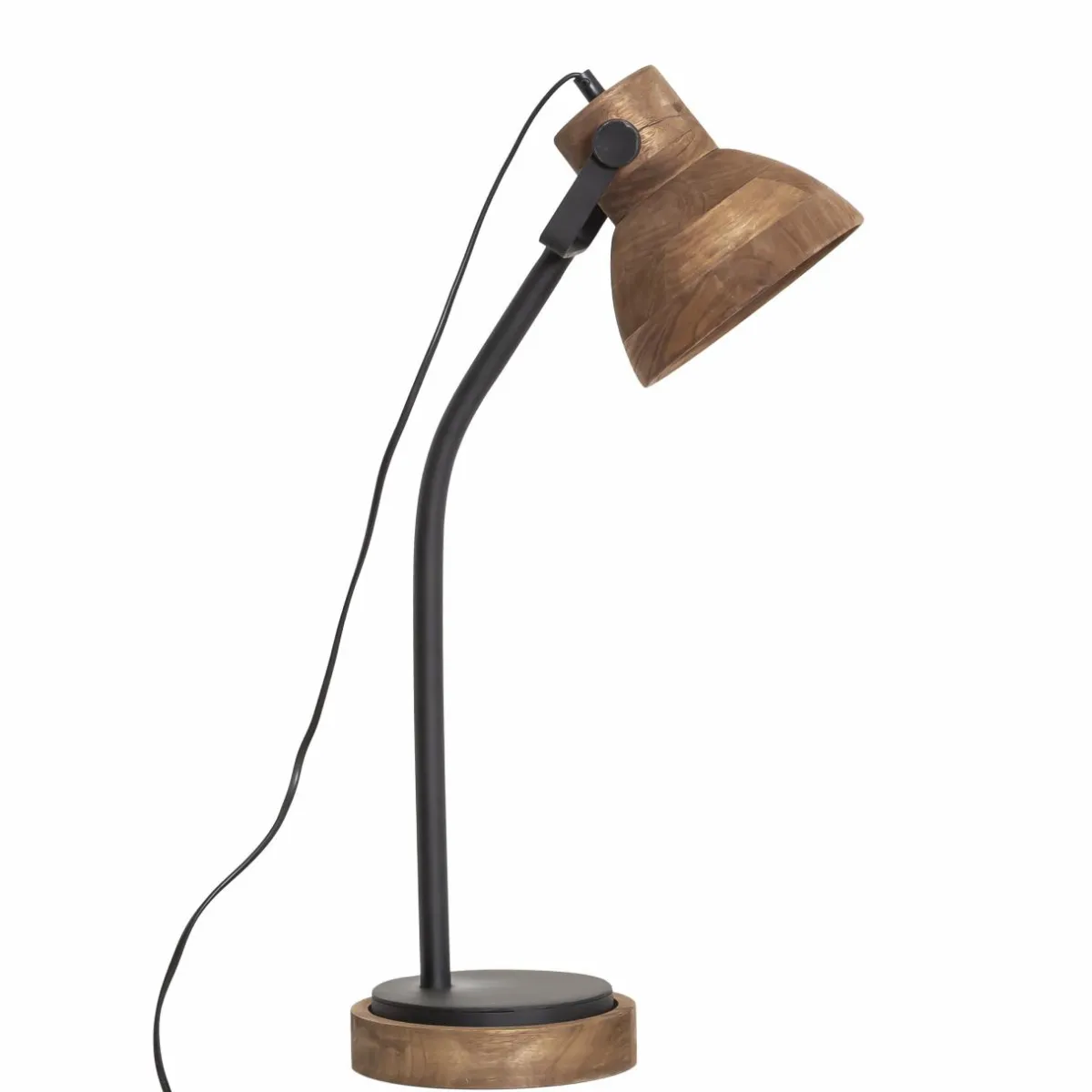 Made in Meubles Lampe à poser en bois de manguier et métal Loulou