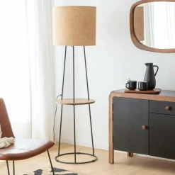 Made in Meubles Lampe sur pied avec tablette en jute Odessa