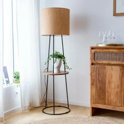 Made in Meubles Lampe sur pied avec tablette en jute Odessa