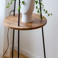 Made in Meubles Lampe sur pied avec tablette en jute Odessa