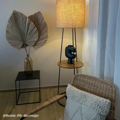 Made in Meubles Lampe sur pied avec tablette en jute Odessa