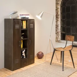 Made in Meubles Lampe sur pied design métal gris Aude