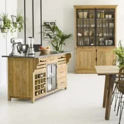 Made in Meubles Îlot central en bois recyclé Champêtre