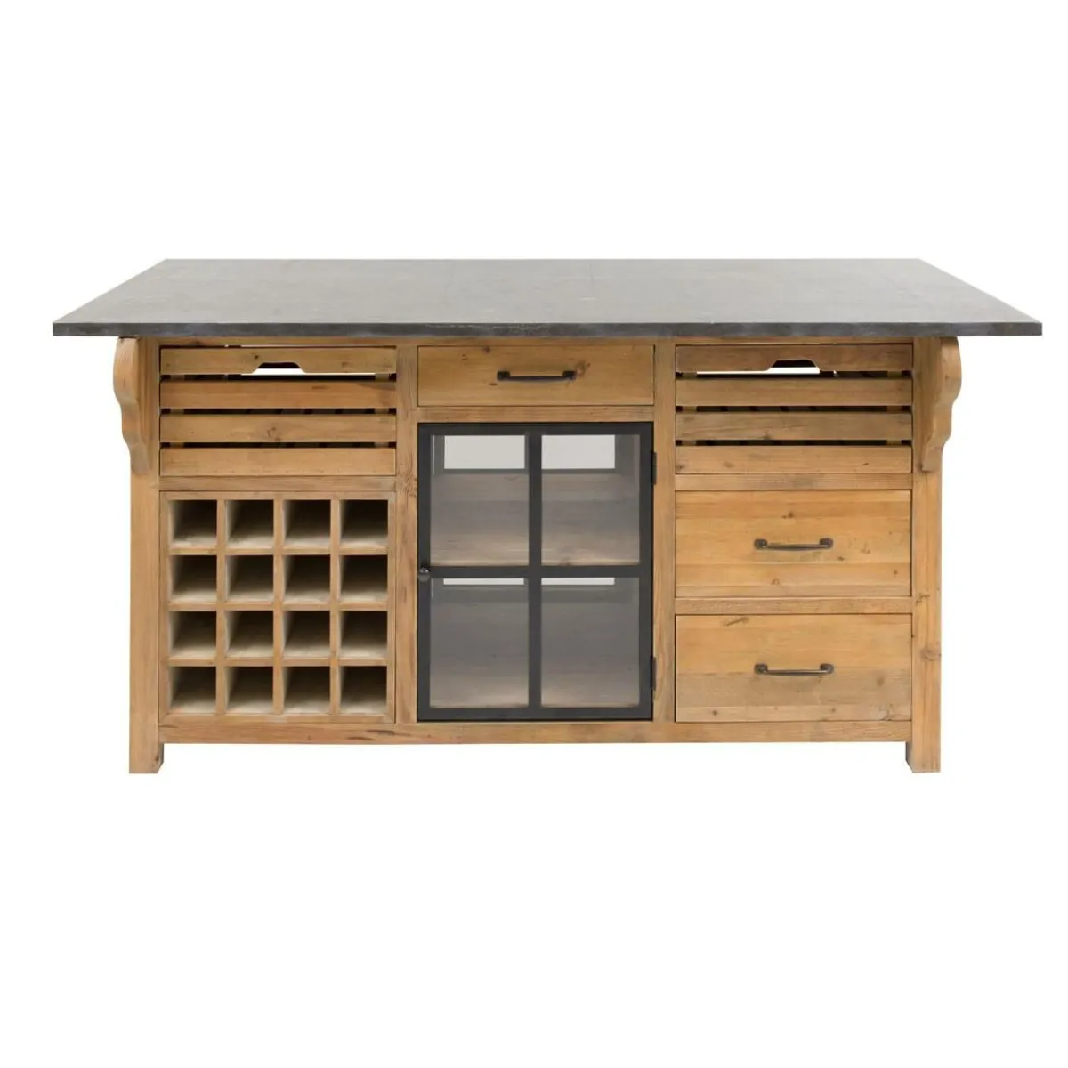 Made in Meubles Îlot central en bois recyclé Champêtre