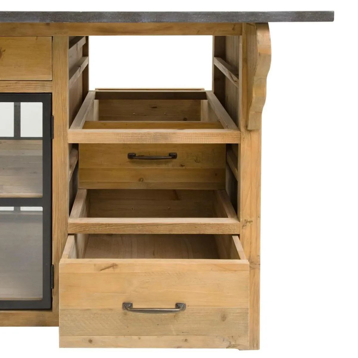 Made in Meubles Îlot central en bois recyclé Champêtre