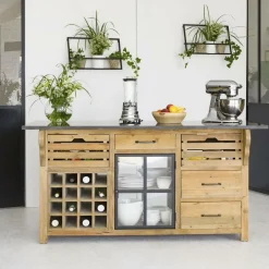 Made in Meubles Îlot central en bois recyclé Champêtre