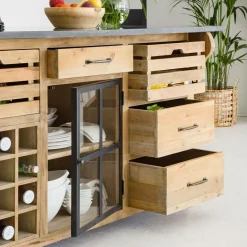 Made in Meubles Îlot central en bois recyclé Champêtre