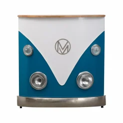 Made in Meubles Meuble bar bleu avec plateau en bois de manguier Combi