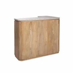 Made in Meubles Meuble bar en angle bois de manguier et terrazzo Lou