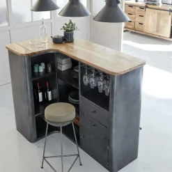Made in Meubles Meuble bar en angle en métal Locker