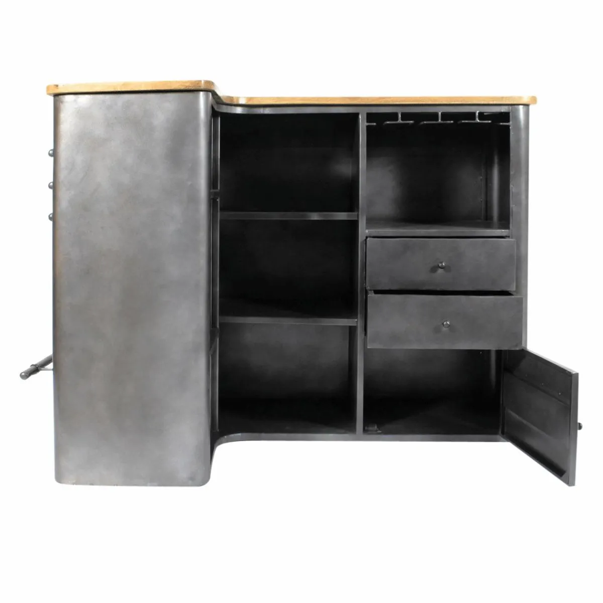 Made in Meubles Meuble bar en angle en métal Locker