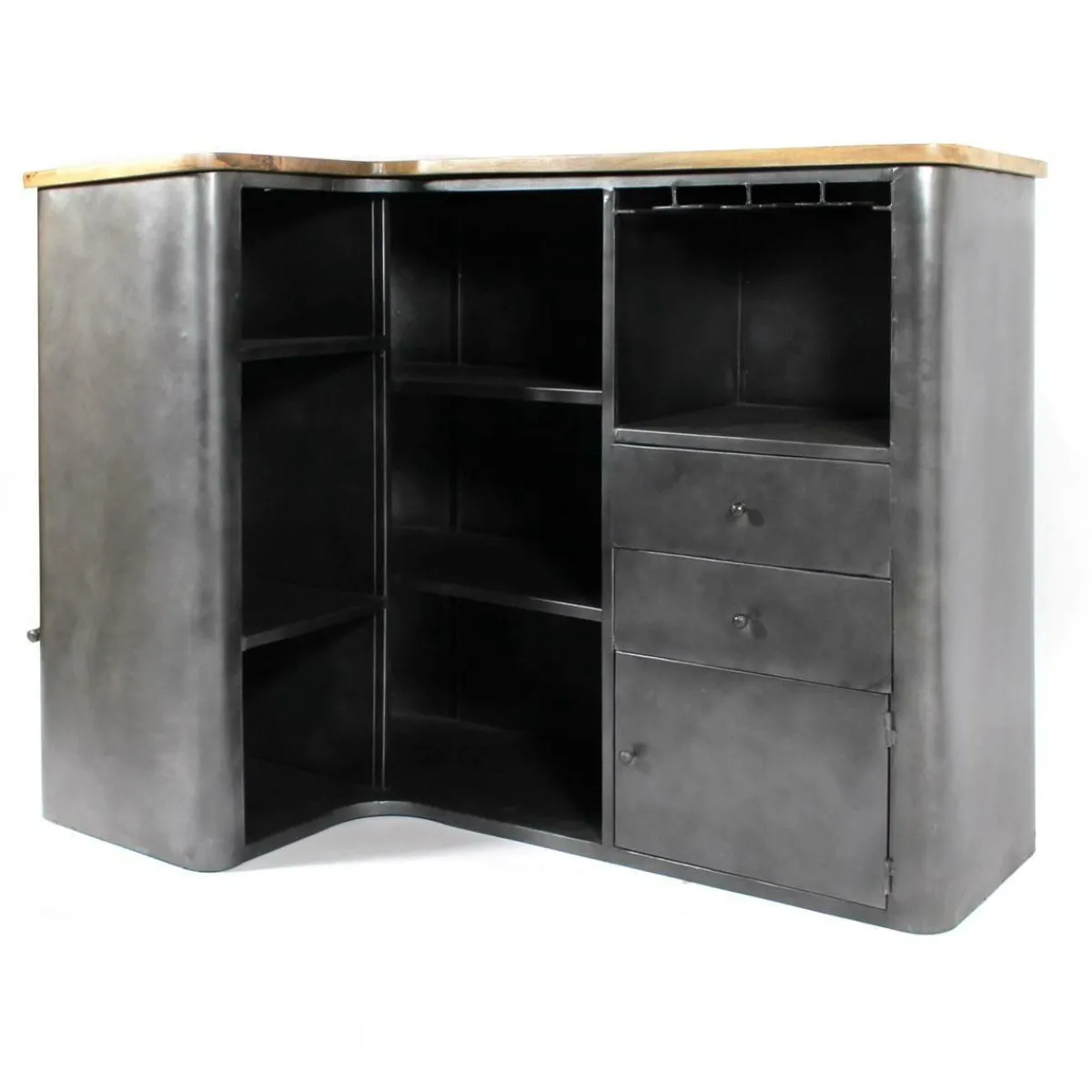 Made in Meubles Meuble bar en angle en métal Locker