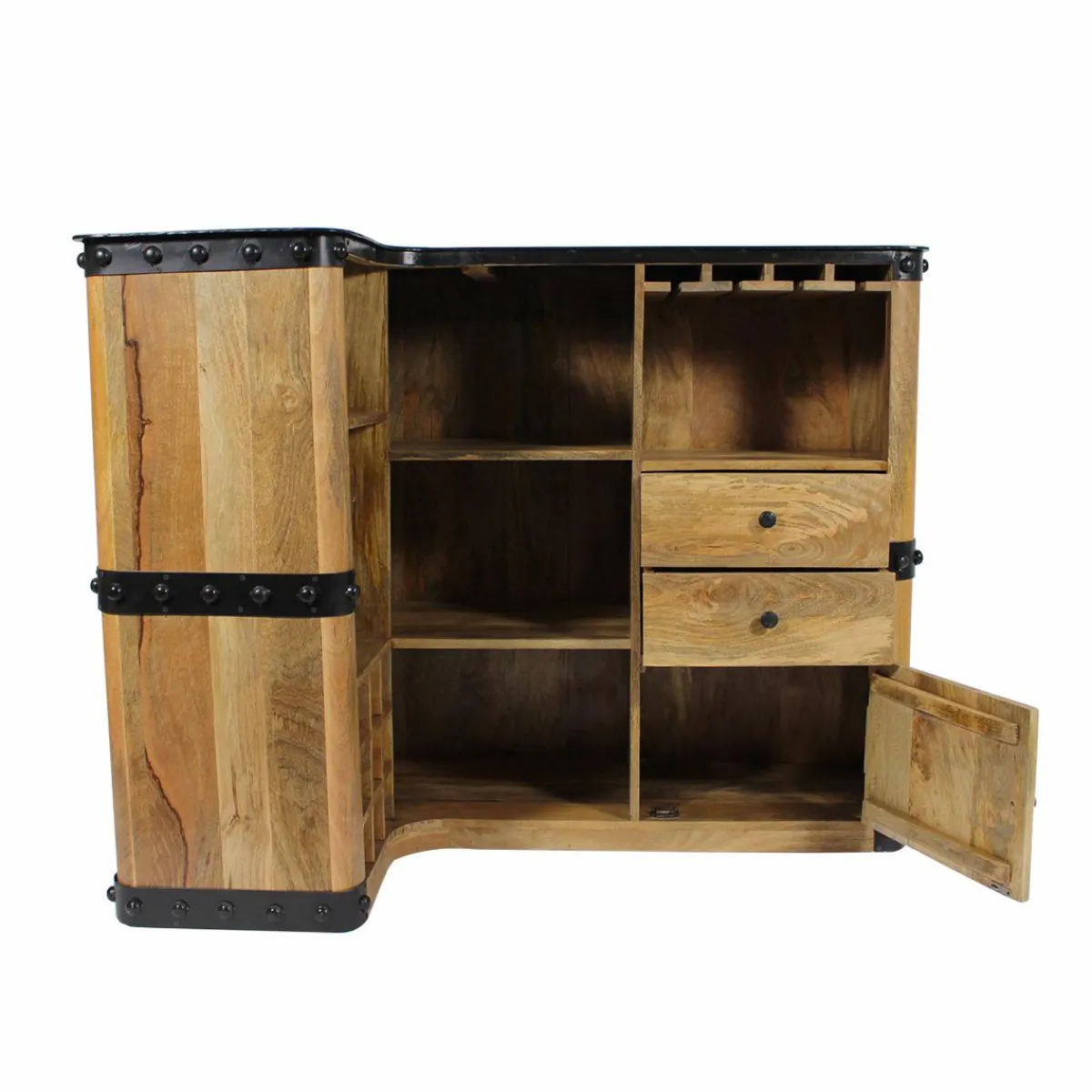 Made in Meubles Meuble bar en bois de manguier New-York