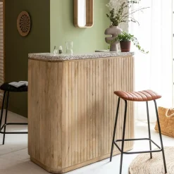 Made in Meubles Meuble bar en bois de manguier et terrazzo Lou
