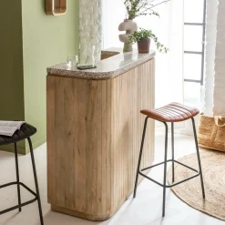 Made in Meubles Meuble bar en bois de manguier et terrazzo Lou