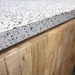 Made in Meubles Meuble bar en bois de manguier et terrazzo Lou