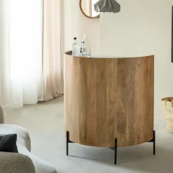 Made in Meubles Meuble bar en bois de manguier et marbre Adler