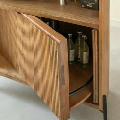 Made in Meubles Meuble bar en bois de manguier et marbre Adler