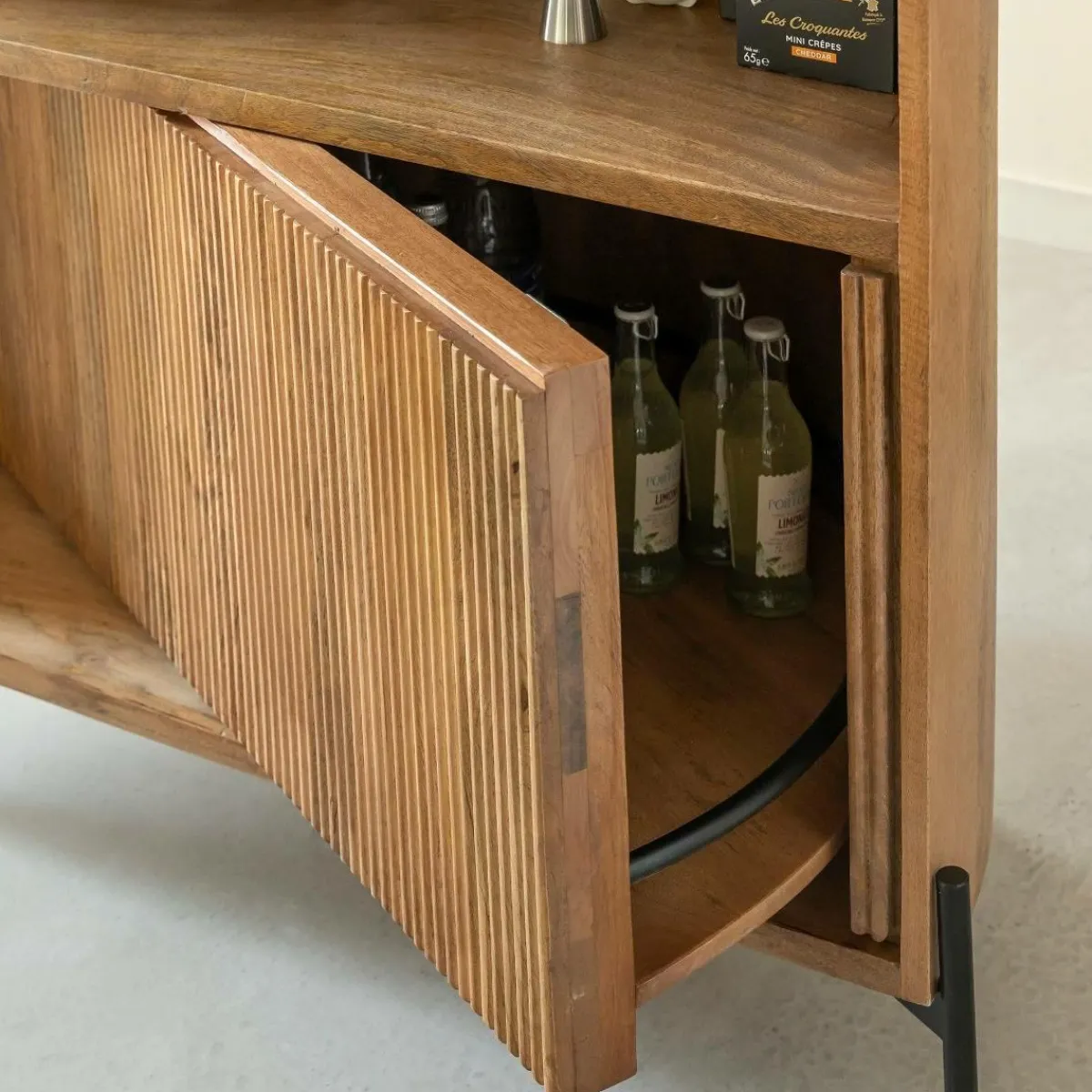 Made in Meubles Meuble bar en bois de manguier et marbre Adler
