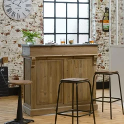 Made in Meubles Meuble bar en bois recyclé 120cm Garance