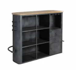 Made in Meubles Meuble bar en métal et bois de manguier Locker