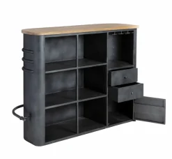 Made in Meubles Meuble bar en métal et bois de manguier Locker