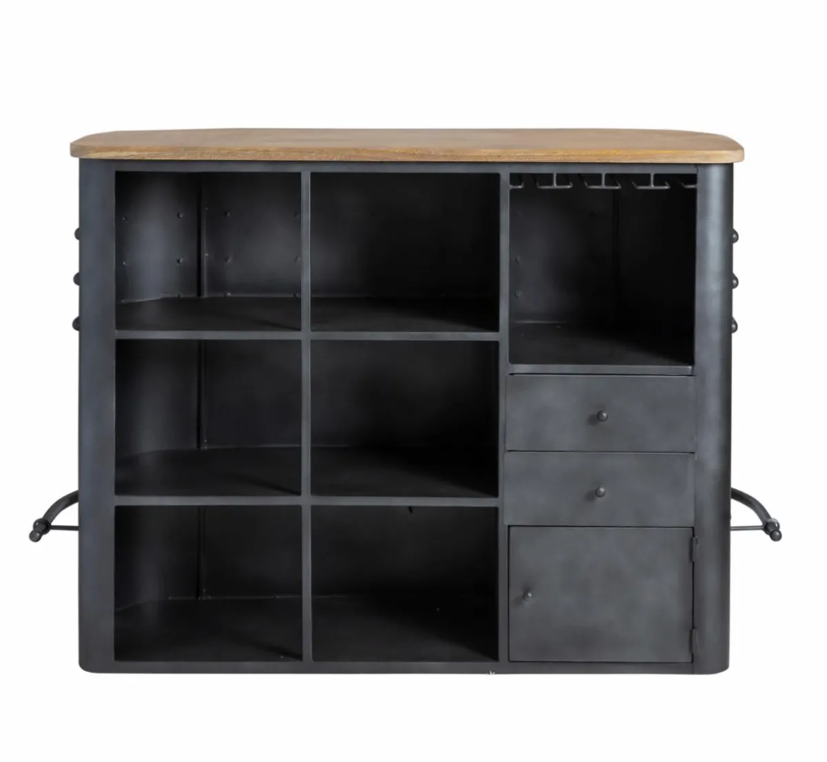 Made in Meubles Meuble bar en métal et bois de manguier Locker