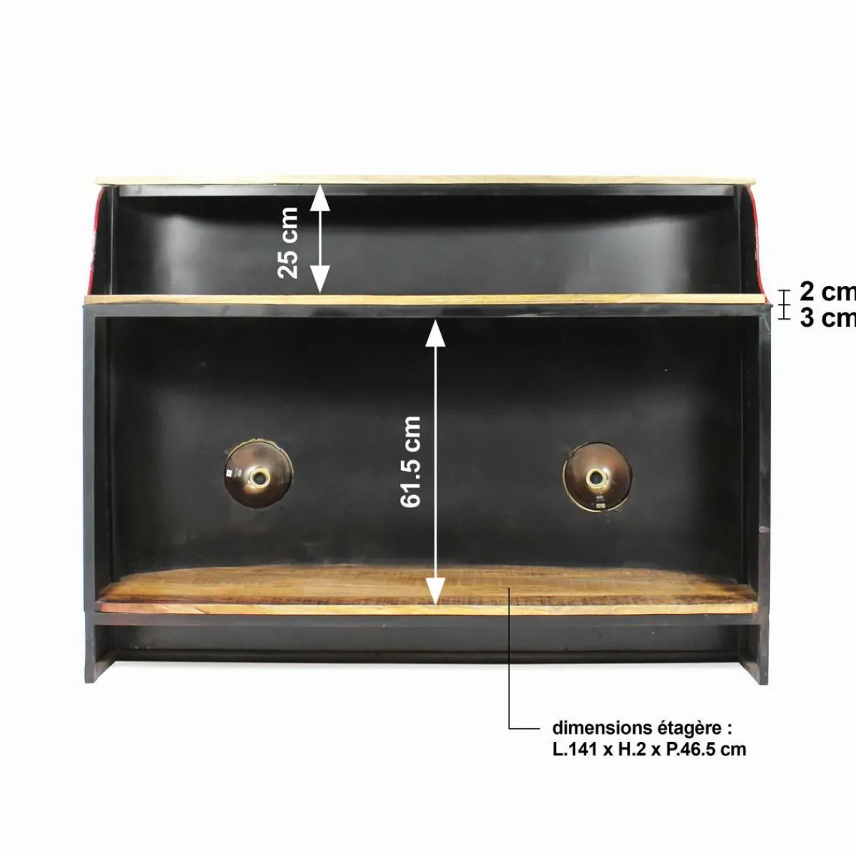 Made in Meubles Meuble bar noir avec plateau en bois de manguier Combi