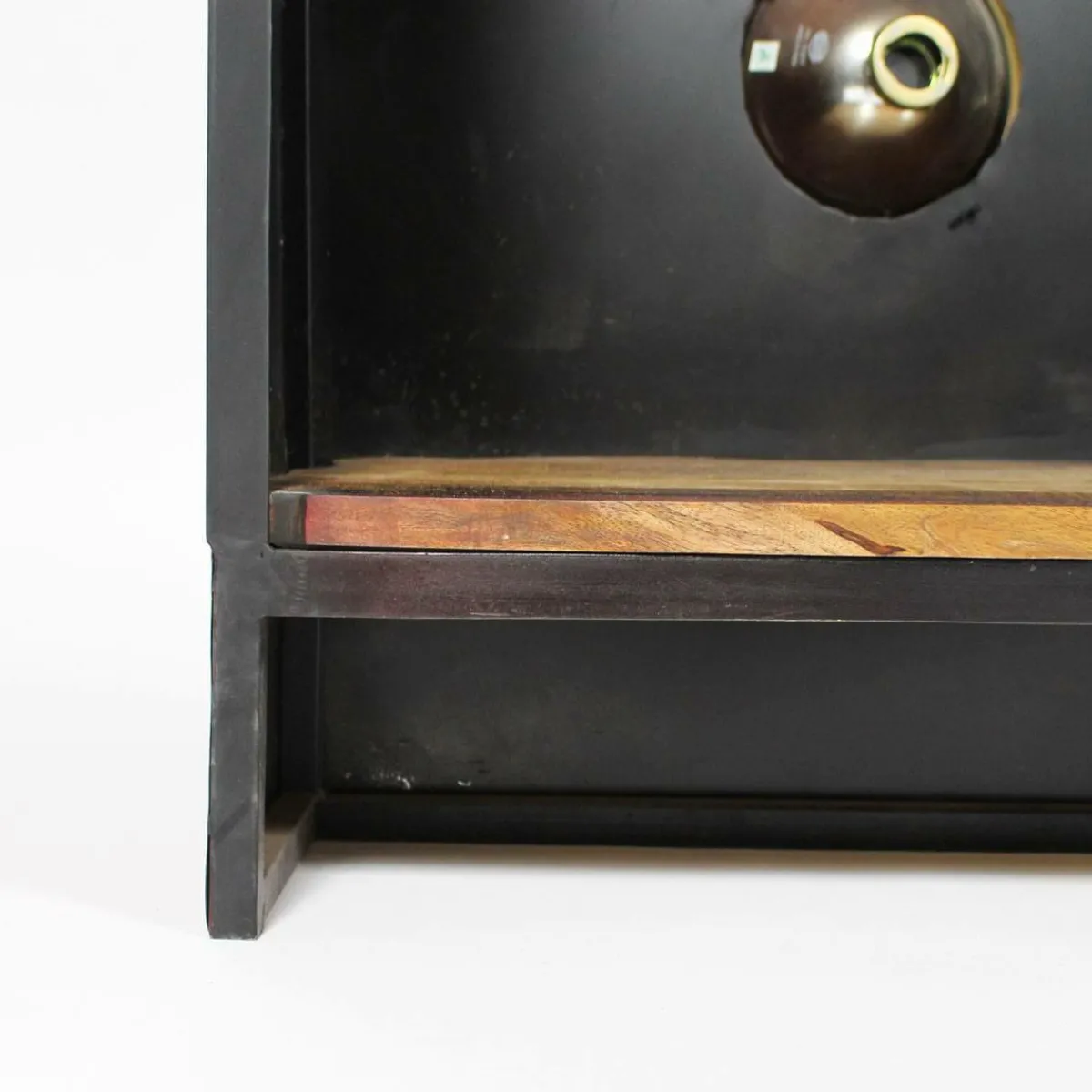 Made in Meubles Meuble bar noir avec plateau en bois de manguier Combi