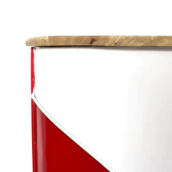 Made in Meubles Meuble bar rouge avec plateau en bois de manguier Combi
