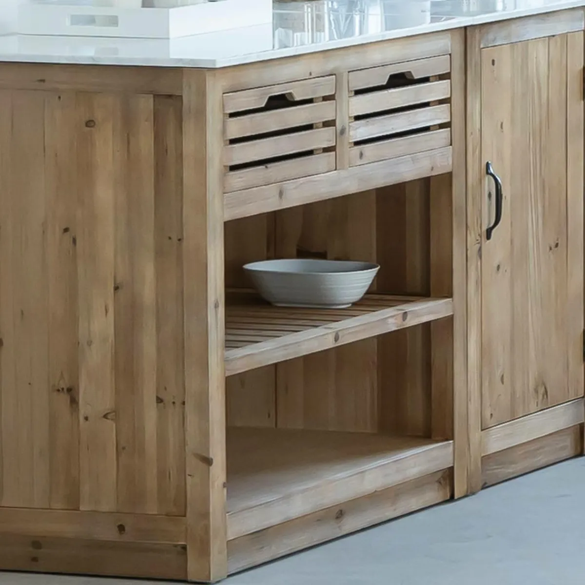 Made in Meubles Meuble bas de cuisine 2 tiroirs + 1 étagère Epure