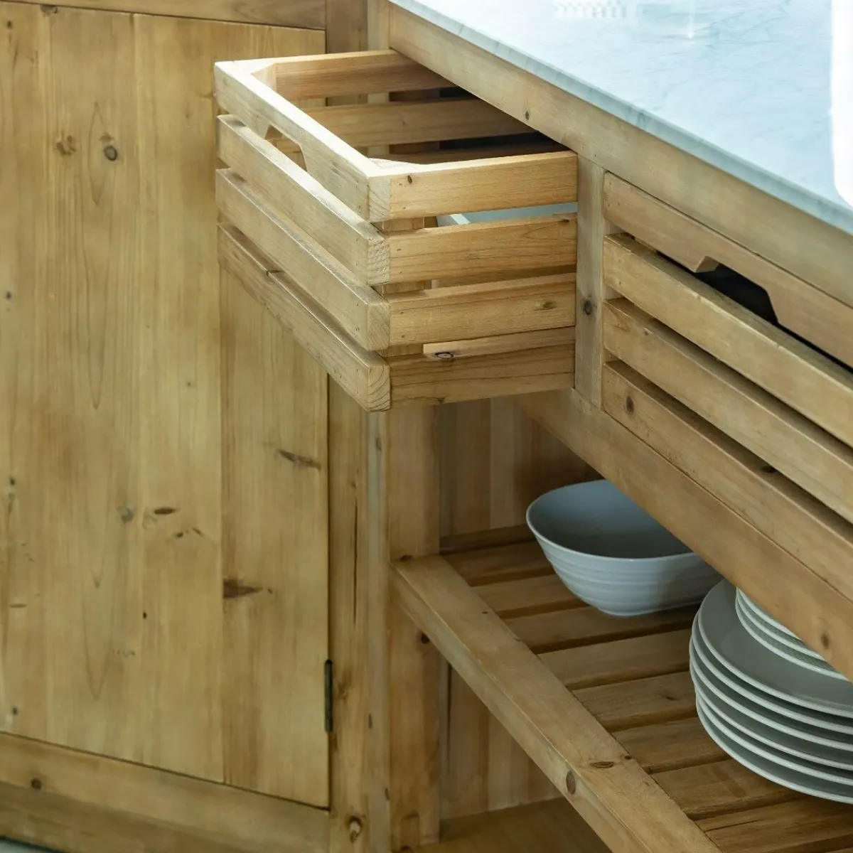 Made in Meubles Meuble bas de cuisine 2 tiroirs + 1 étagère Epure