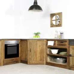 Made in Meubles Meuble bas de cuisine 2 tiroirs + 1 étagère Champêtre