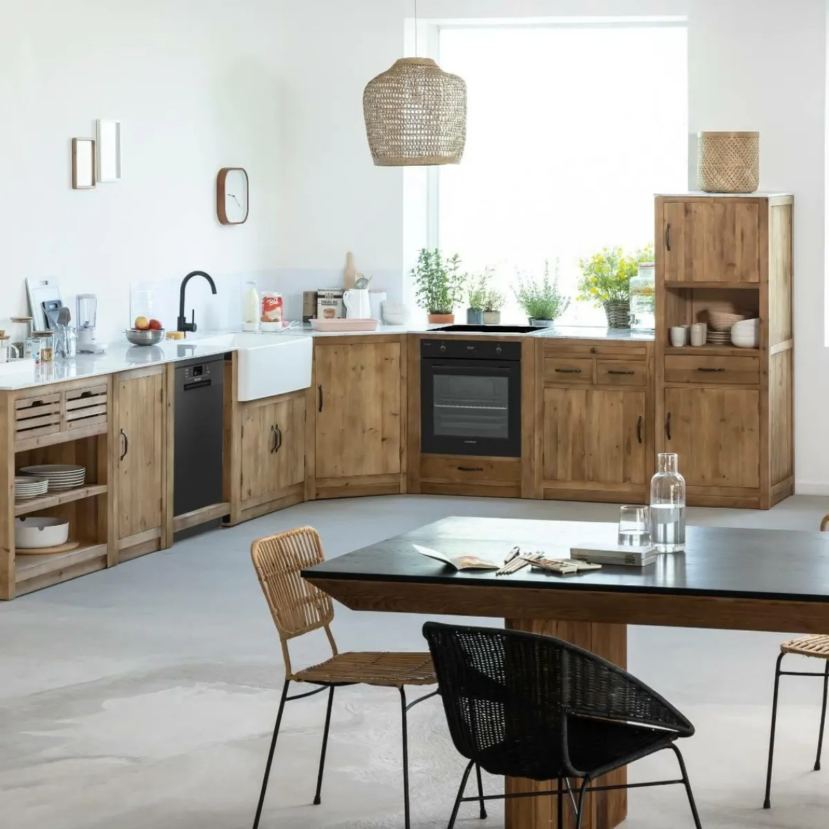 Made in Meubles Meuble bas de cuisine pour four et plaques de cuisson Epure