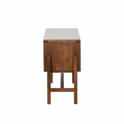 Made in Meubles Meuble sous vasque 2 portes en bois d'acacia et terrazzo Kaelis