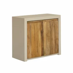 Made in Meubles Meuble sous vasque 2 portes en bois effet béton et bois recyclé Dalva
