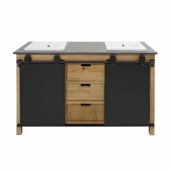 Made in Meubles Meuble sous vasque en bois recyclé et métal Jade