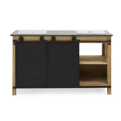Made in Meubles Meuble sous vasque en bois recyclé et métal Jade