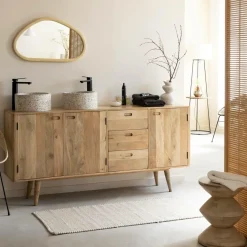 Made in Meubles Meuble sous vasque en bois de manguier Rowene