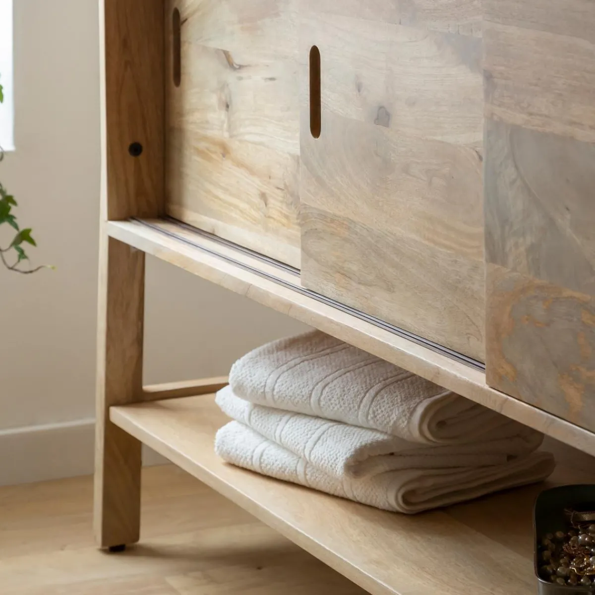 Made in Meubles Meuble sous vasque en bois de manguier 145 cm Nour