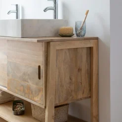 Made in Meubles Meuble sous vasque en bois de manguier 145 cm Nour