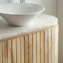 Made in Meubles Meuble sous vasque en bois de manguier et terrazzo Lou