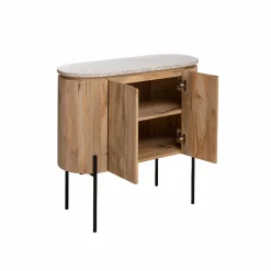 Made in Meubles Meuble sous vasque en bois de manguier et terrazzo Lou