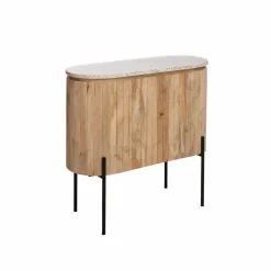 Made in Meubles Meuble sous vasque en bois de manguier et terrazzo Lou