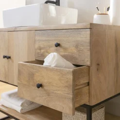 Made in Meubles Meuble sous vasque en bois de manguier Miguel