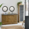 Made in Meubles Meuble sous vasque en bois recyclé Ambre